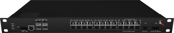 ซีรี่ย์ 75 2XSFP 24G Industrial Ethernet Switches Rack Mounted 24 Port POE Switches เครื่องปรับอัตราการใช้งาน